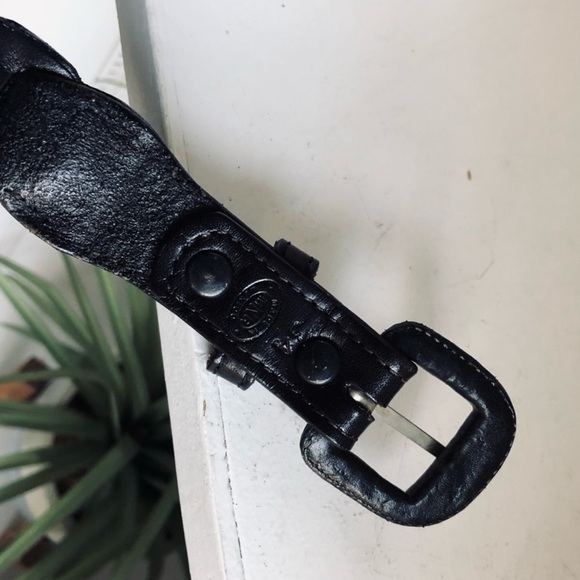 VTG Made in Mexico Black Tooled LeatherBasket chain Western Boho Belt - Picture 5 of 10